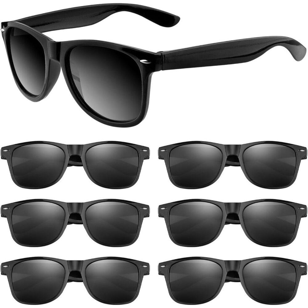 Black Sunglasses Bulk, 6/12/24/48 Pack Sunglasses Party Favors for Summer Beach